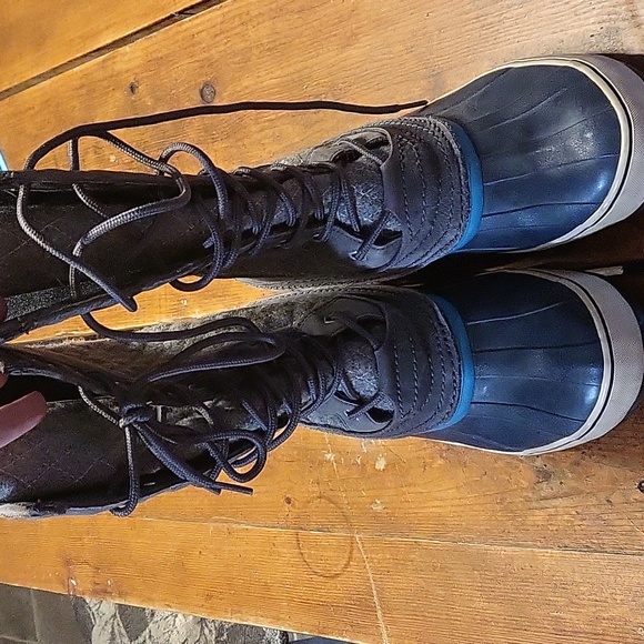 Sorel sorelli tall quilted wool gray blue boots sz 9 - Picture 5 of 9